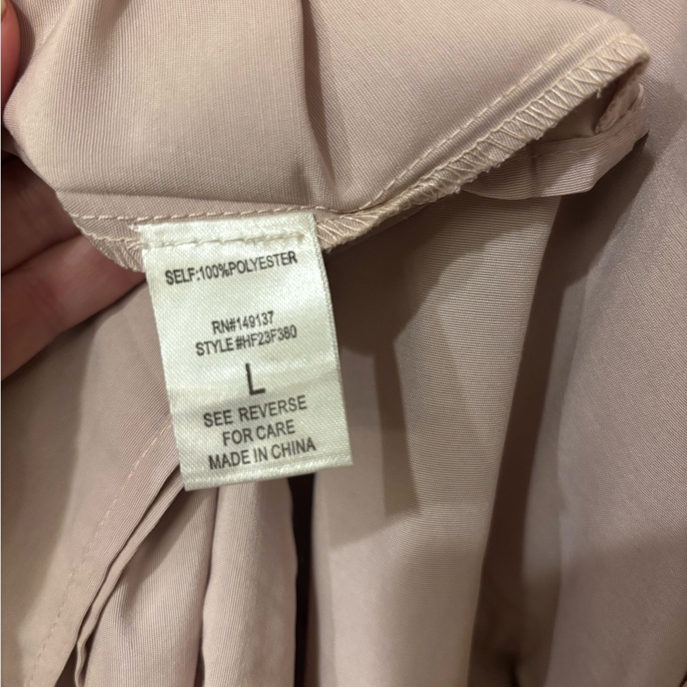 HYFVE Tan Tiered Midi Dress Size Large Flowy Halter Neck Neutral Boho - Picture 5 of 6